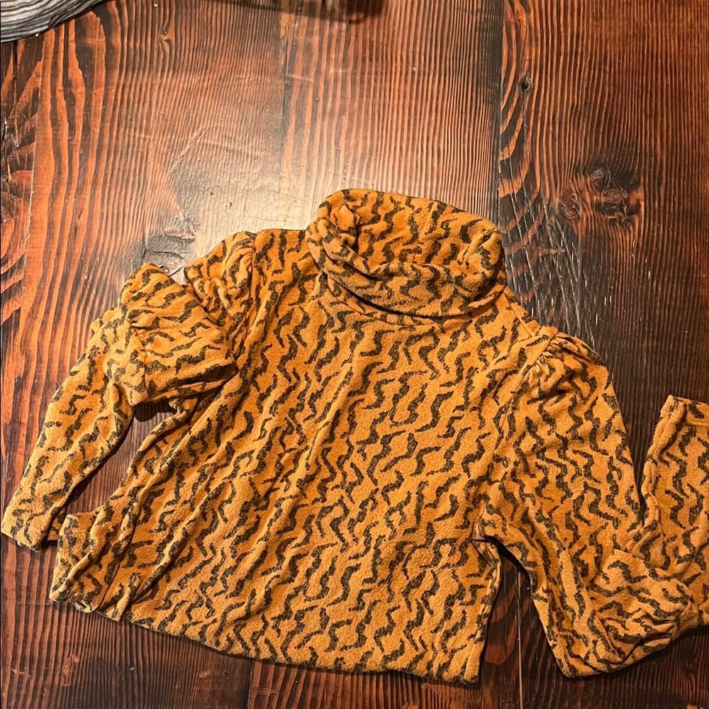 Anthropologie Orange and Black Cowl Neck Sweater